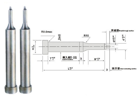 Spiegel ASTM-polierte Plastikform-Ejektor Pin 1,2344 Präzisions-Form-Teile TiN Coating